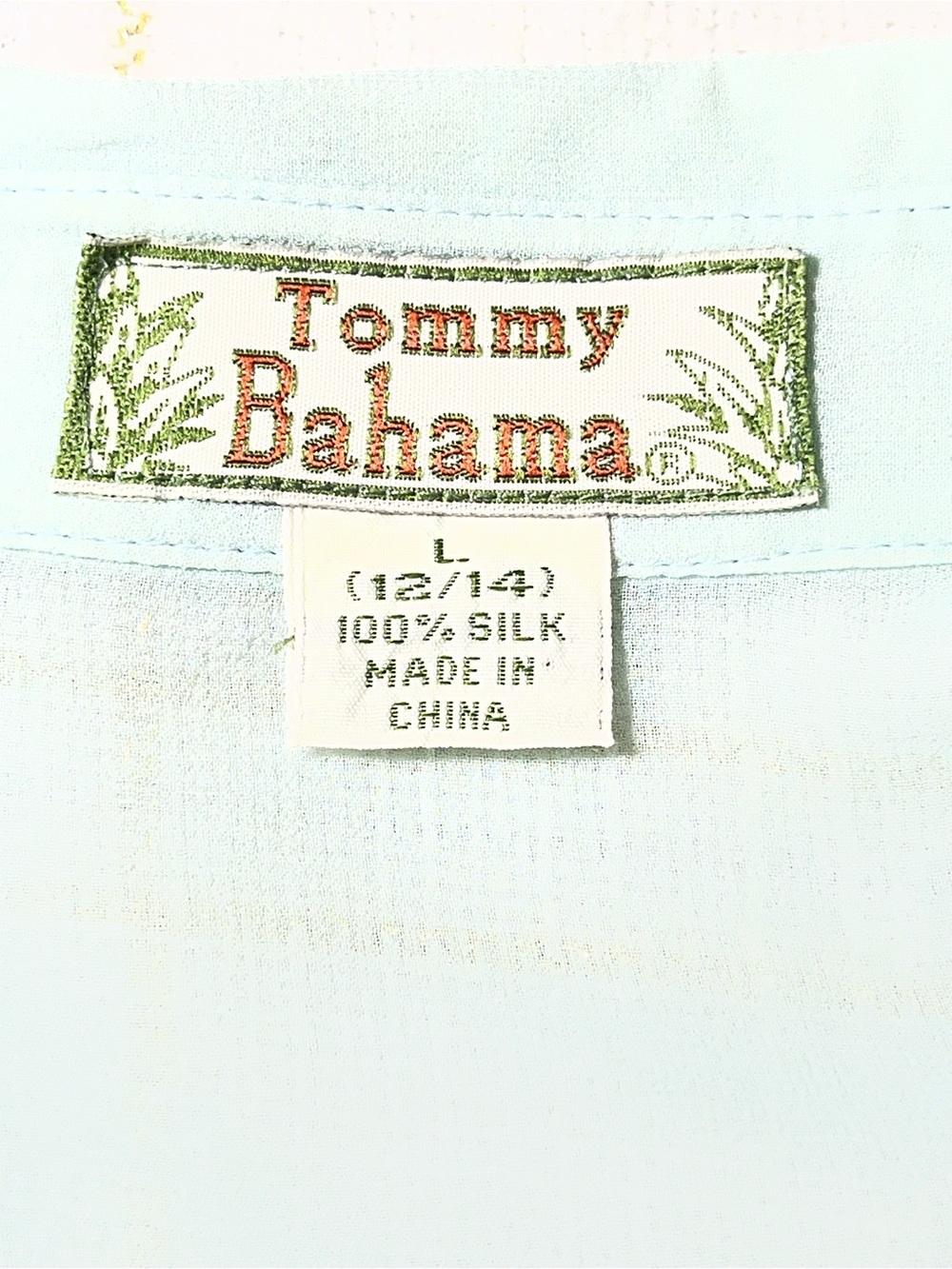 VTG Tommy Bahama 100% Silk Button Up Shirt Women's L 12/14 Mint Green Y2K 90s - Picture 5 of 9